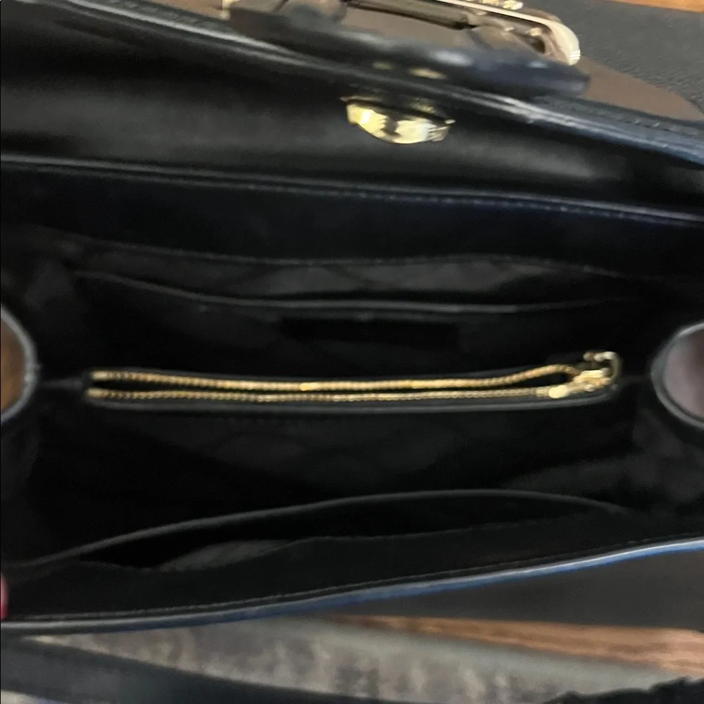 Michael Kors Bleecker Black Leather Satchel Bag Dual Handles